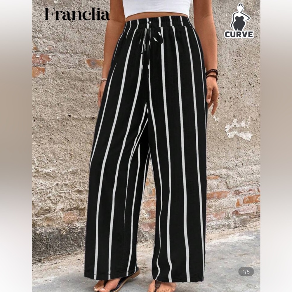 SHEIN Black and White Wide Leg Pants